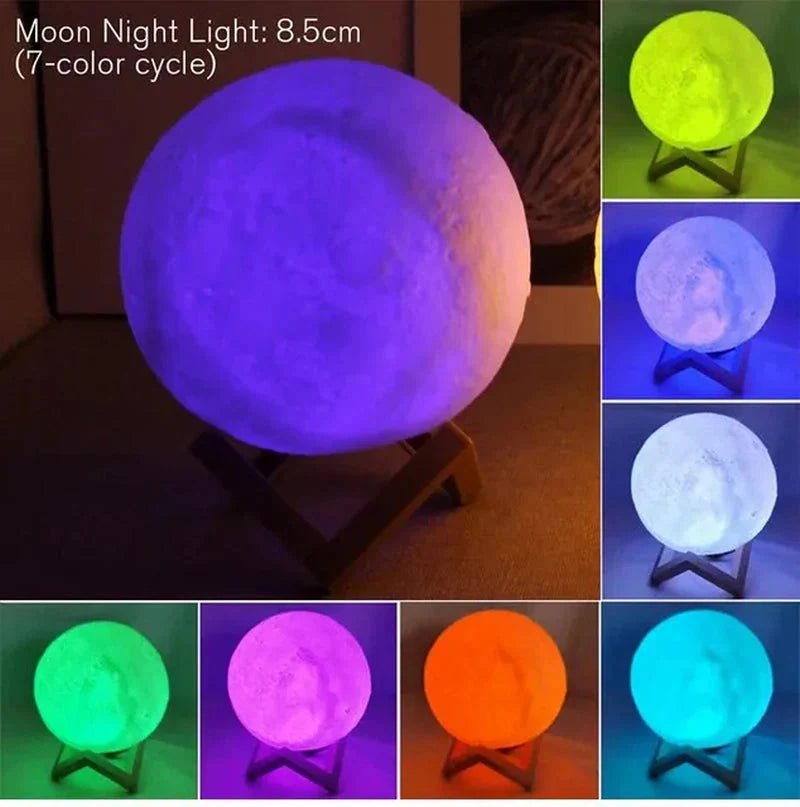 D5 Starry Moon Lamp 8Cm - LED Night Light with Stand, Perfect for Bedroom Decor and Gifts - Uribe Electronics&Gadgets