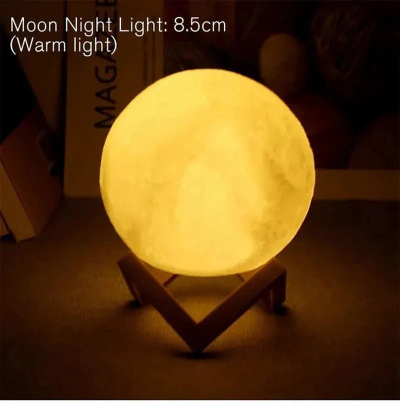 D5 Starry Moon Lamp 8Cm - LED Night Light with Stand, Perfect for Bedroom Decor and Gifts - Uribe Electronics&Gadgets