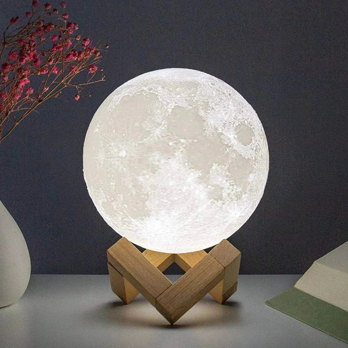 D5 Starry Moon Lamp 8Cm - LED Night Light with Stand, Perfect for Bedroom Decor and Gifts - Uribe Electronics&Gadgets