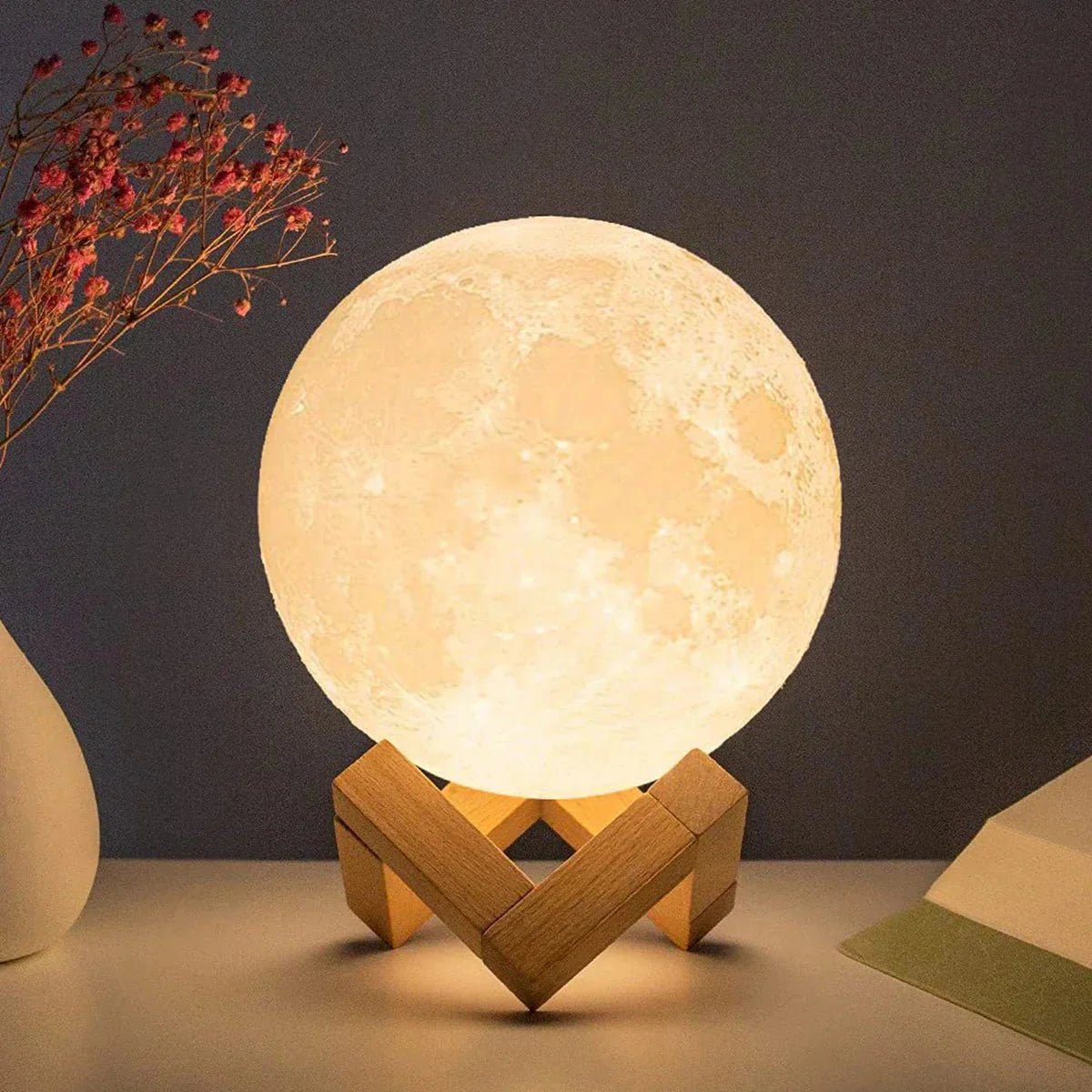 D5 Starry Moon Lamp 8Cm - LED Night Light with Stand, Perfect for Bedroom Decor and Gifts - Uribe Electronics&Gadgets