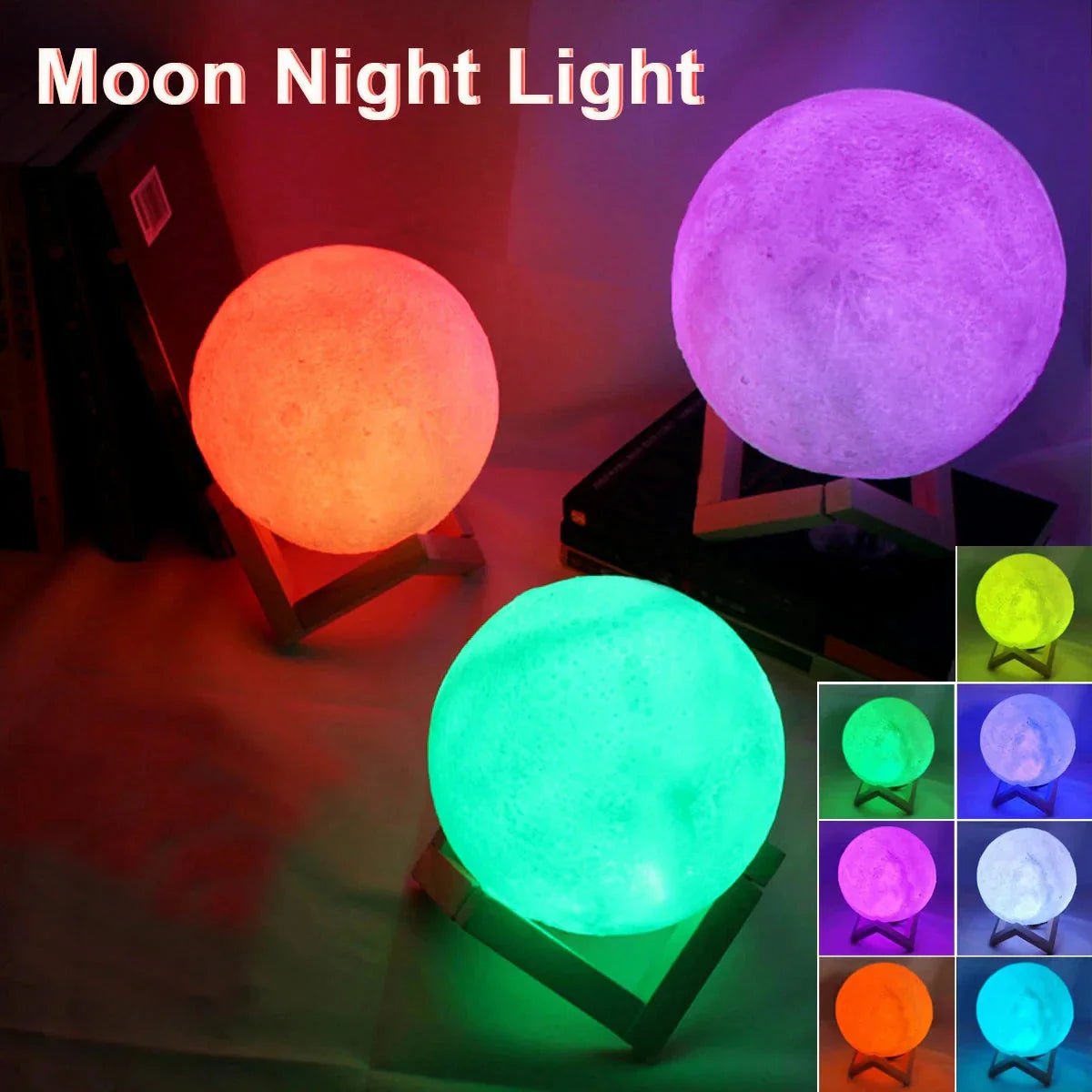 D5 Starry Moon Lamp 8Cm - LED Night Light with Stand, Perfect for Bedroom Decor and Gifts - Uribe Electronics&Gadgets