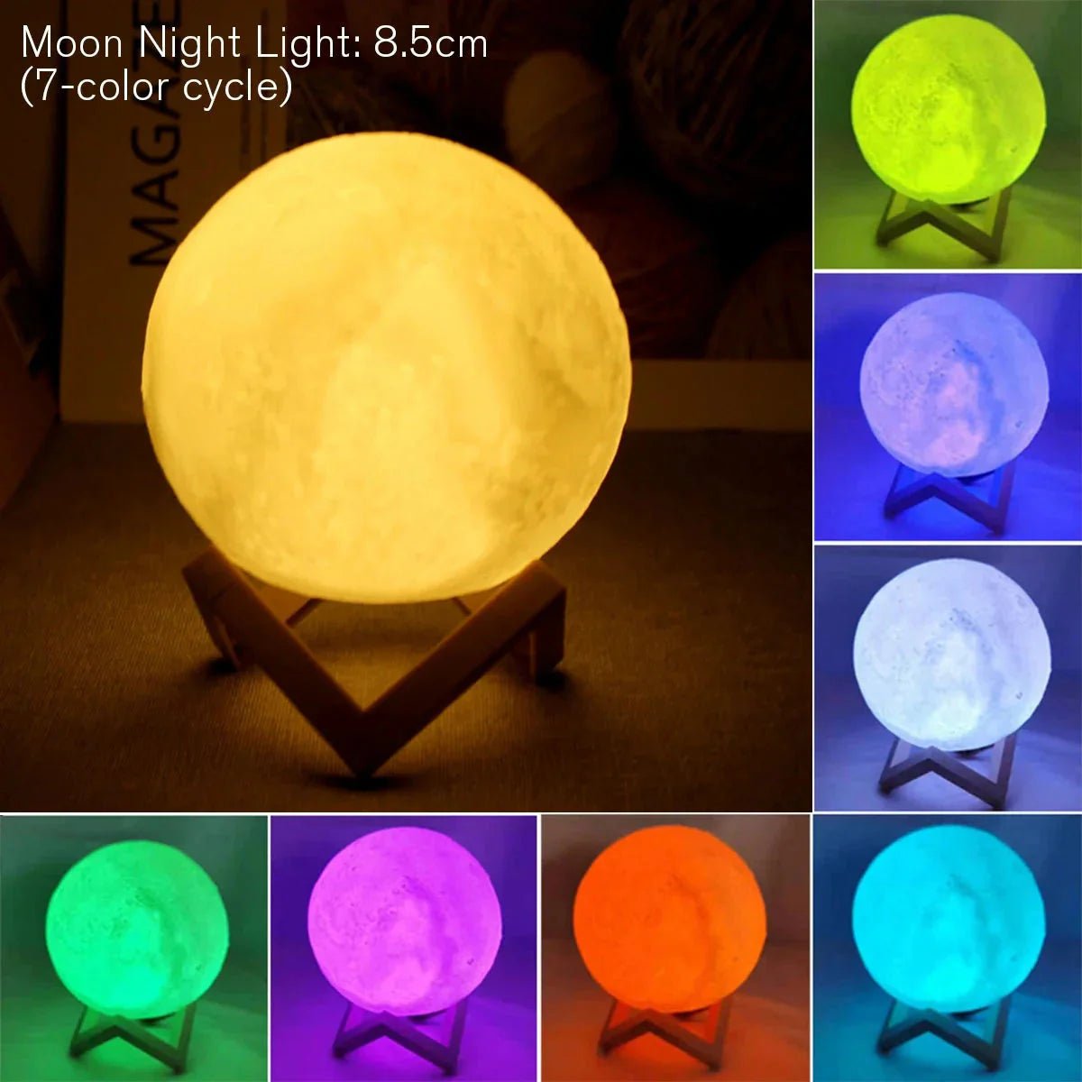 D5 Starry Moon Lamp 8Cm - LED Night Light with Stand, Perfect for Bedroom Decor and Gifts - Uribe Electronics&Gadgets