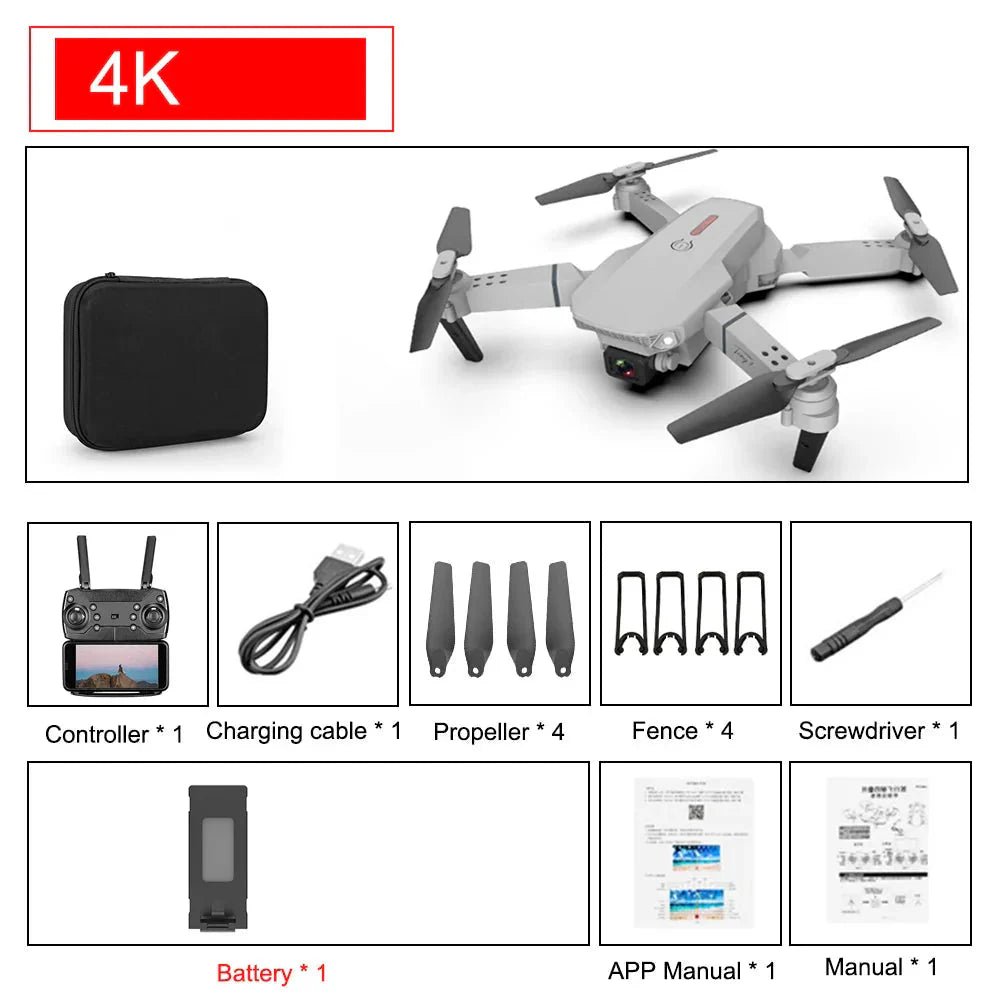 E88 Pro Foldable Quadcopter Drone - WIFI FPV, HD 4K Camera, Altitude Hold - Uribe Electronics&Gadgets