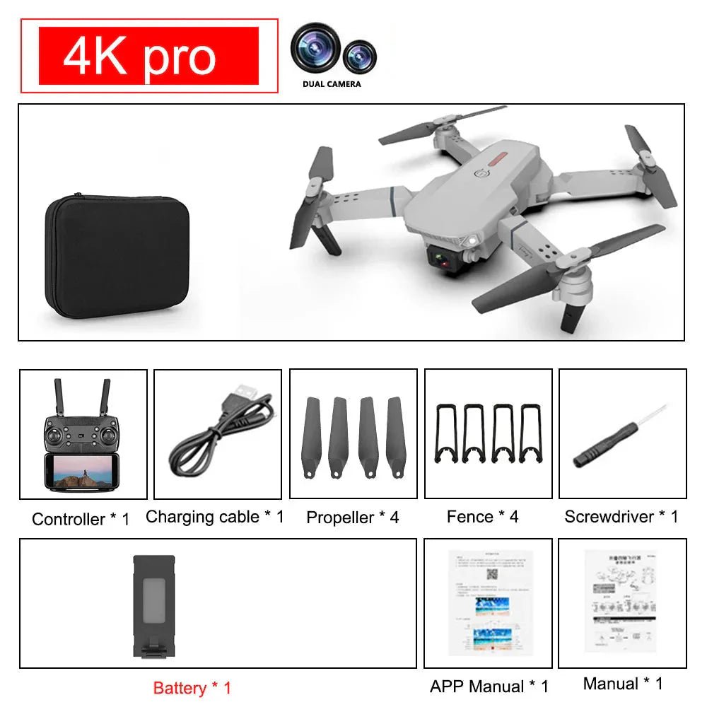 E88 Pro Foldable Quadcopter Drone - WIFI FPV, HD 4K Camera, Altitude Hold - Uribe Electronics&Gadgets