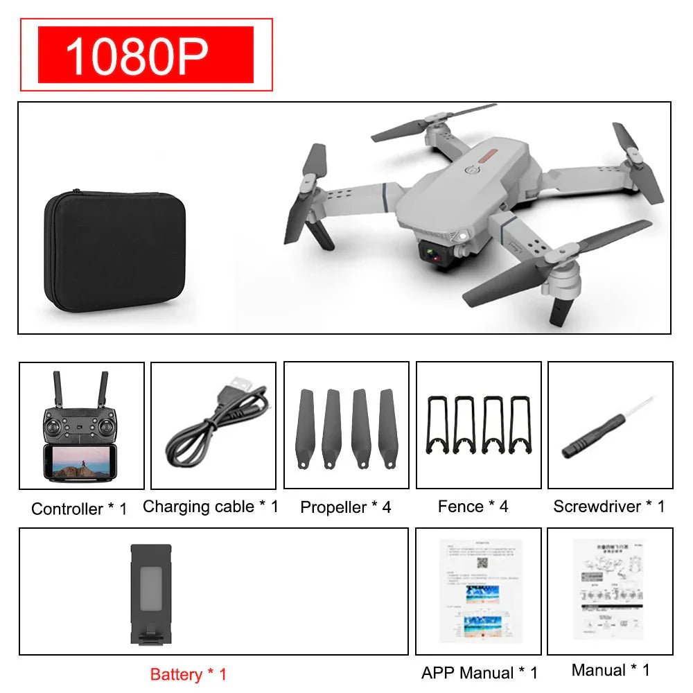 E88 Pro Foldable Quadcopter Drone - WIFI FPV, HD 4K Camera, Altitude Hold - Uribe Electronics&Gadgets