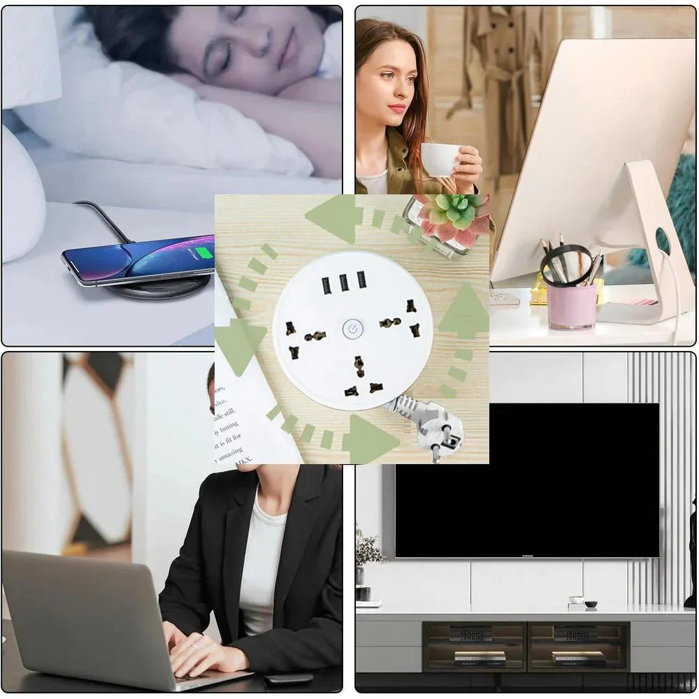 EU Plug AC Outlet Smart Home Power Strip – Multipurpose Electrical Extension Cord with USB Ports & Fast Charging - Uribe Electronics&Gadgets