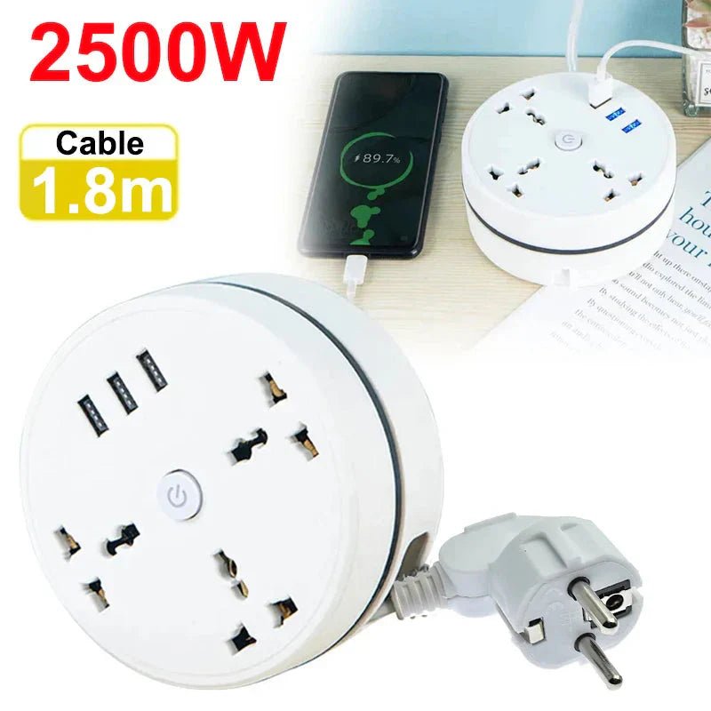 EU Plug AC Outlet Smart Home Power Strip – Multipurpose Electrical Extension Cord with USB Ports & Fast Charging - Uribe Electronics&Gadgets