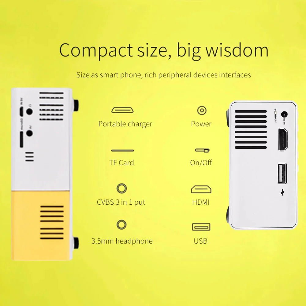 Mini Projector – 1080P Full HD Support, Portable LED Projector, 4K Video Playback, Multiple Connectivity Options - Uribe Electronics&Gadgets