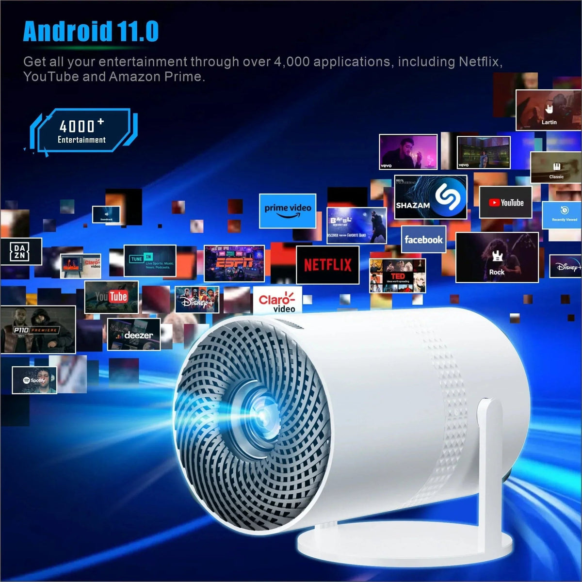 Salange P300 Mini Portable Projector - 4K 8K Video Decoding, 720P HD, Android 11, Wi-Fi, BT 5.1 - Uribe Electronics&Gadgets